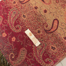 Load image into Gallery viewer, Pink Gold Metallic Paisley Woven Pashmina Scarf
