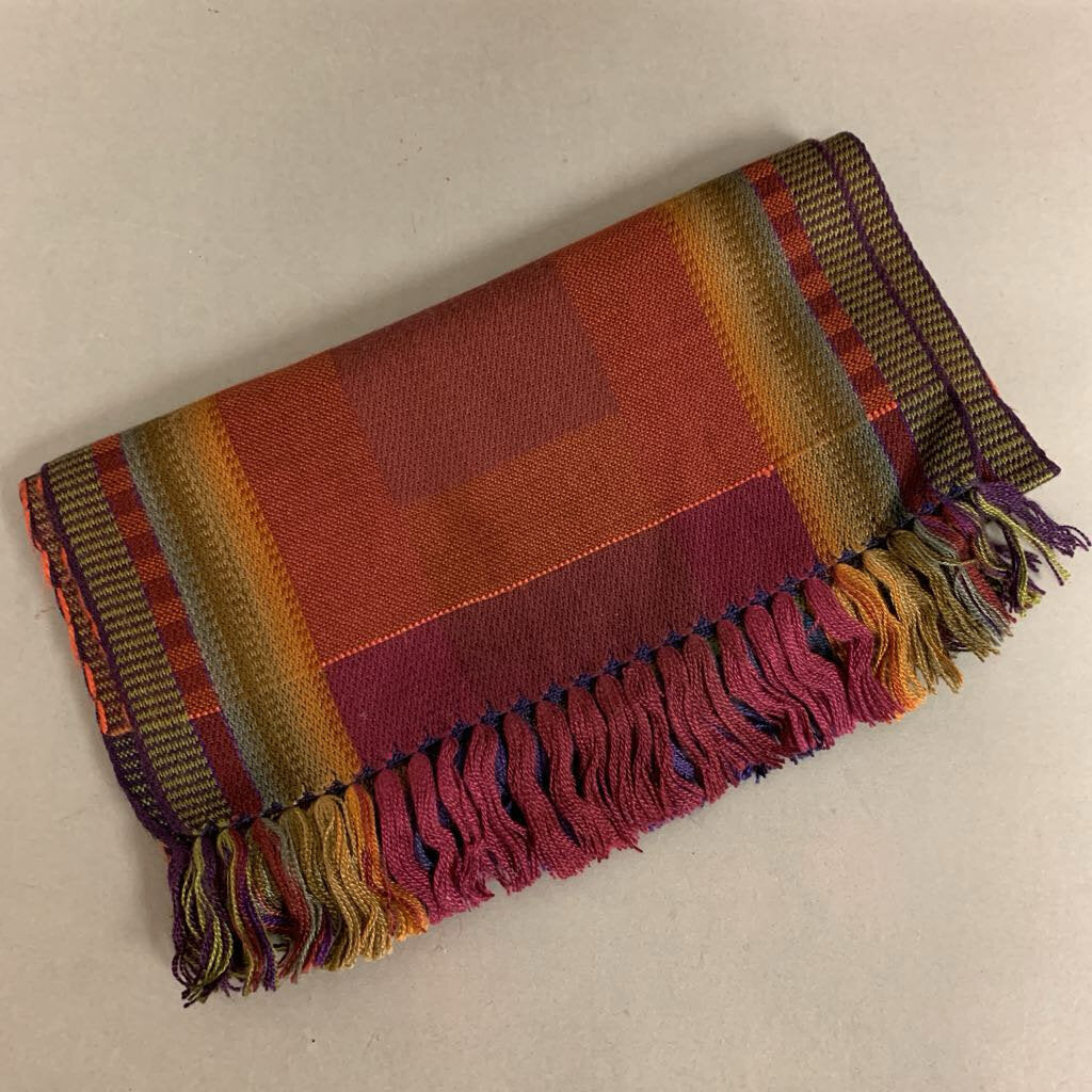 Green Purple Orange Geometric Woven Scarf