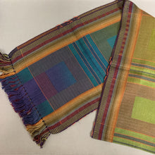 Load image into Gallery viewer, Green Purple Orange Geometric Woven Scarf
