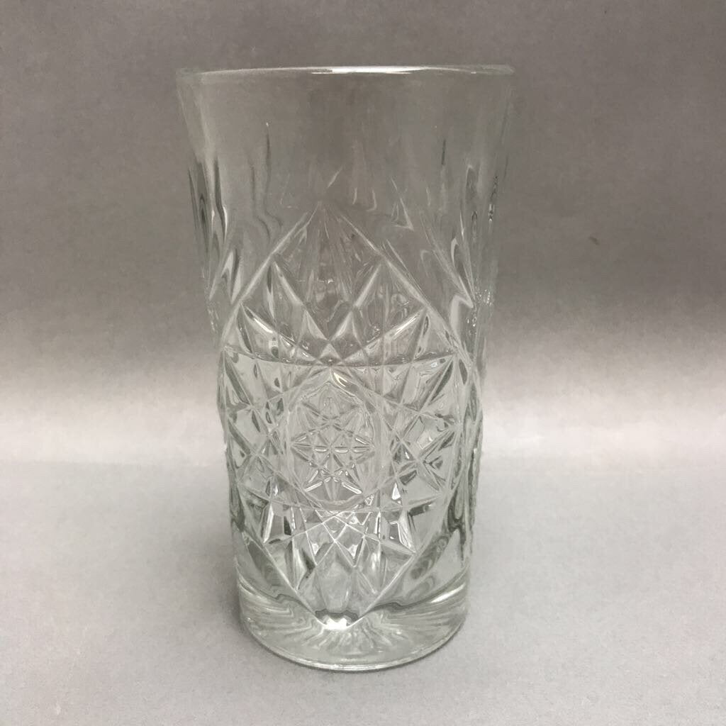 Vintage Libbey USA Hobstar Highball Star of David Glass 16 oz Heavy Cut Glass