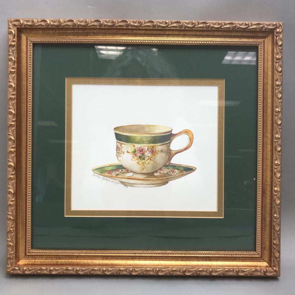Gold Framed Teacup Print (14x14)