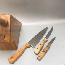 Load image into Gallery viewer, Vintage National Cutlery Knife Set 5 Knives in Wood Block
