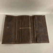 Load image into Gallery viewer, Dancing Cactus Brown Calf Hair Embossed Leather Organizer Wallet Clutch (5x8.5&quot;)
