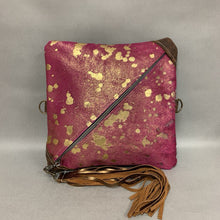 Load image into Gallery viewer, Dancing Cactus Pink Gold Splatter Calf Hair Clip-on Crossbody Purse No Strap (11x11&quot;)
