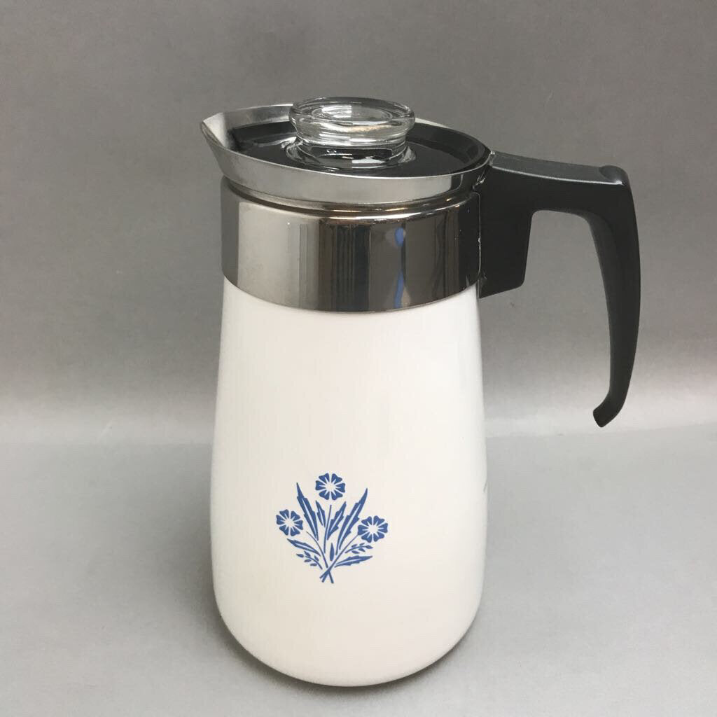 Vintage Corningware Blue Cornflower 9 Cup Stovetop Coffee Maker