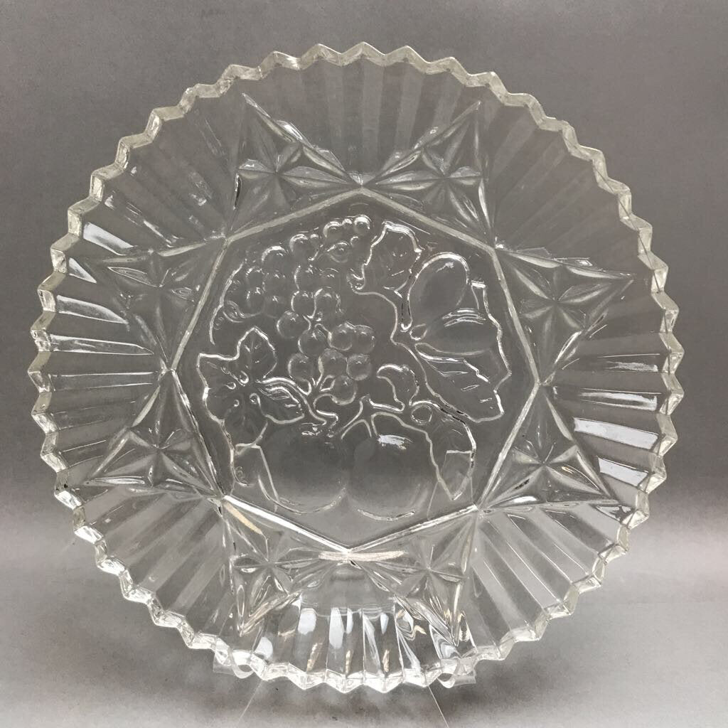 Vintage Federal Glass Pioneer Pattern Serving Dish Clear Fruit Pressed Glass (11