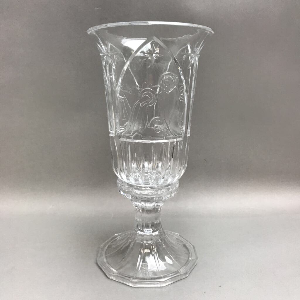 St. George Crystal 2 Piece Nativity Hurricane Lamp (11.5