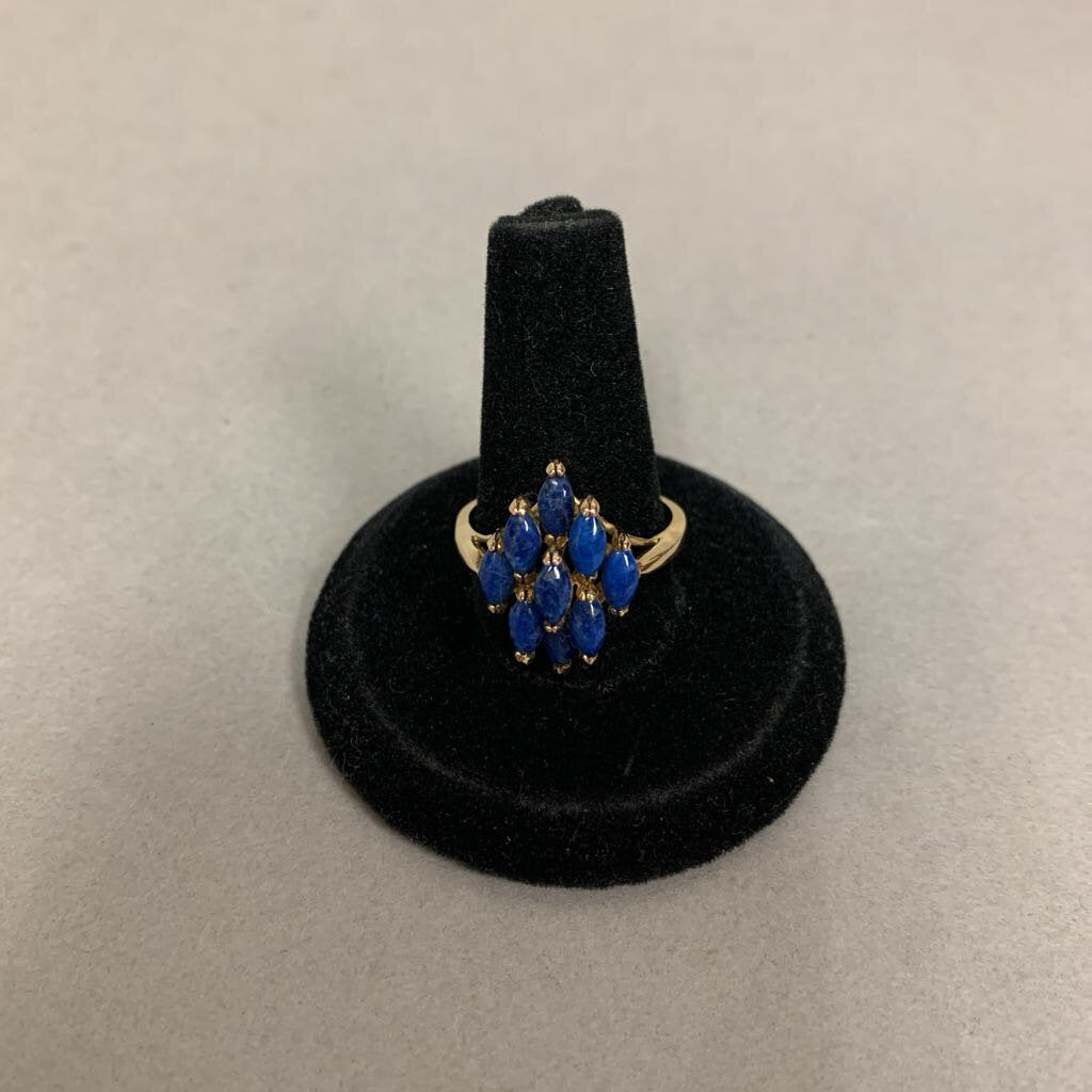 Vintage Gold Vermeil Sterling Lapis Lazuli Ring sz 8.5