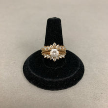 Load image into Gallery viewer, 14K Gold Cubic Zirconia Attached Engagement Wedding Ring Set sz 8 (7.0g)

