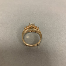 Load image into Gallery viewer, 14K Gold Cubic Zirconia Attached Engagement Wedding Ring Set sz 8 (7.0g)
