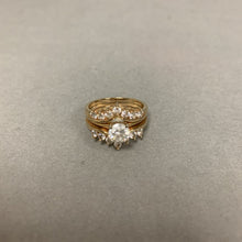 Load image into Gallery viewer, 14K Gold Cubic Zirconia Attached Engagement Wedding Ring Set sz 8 (7.0g)
