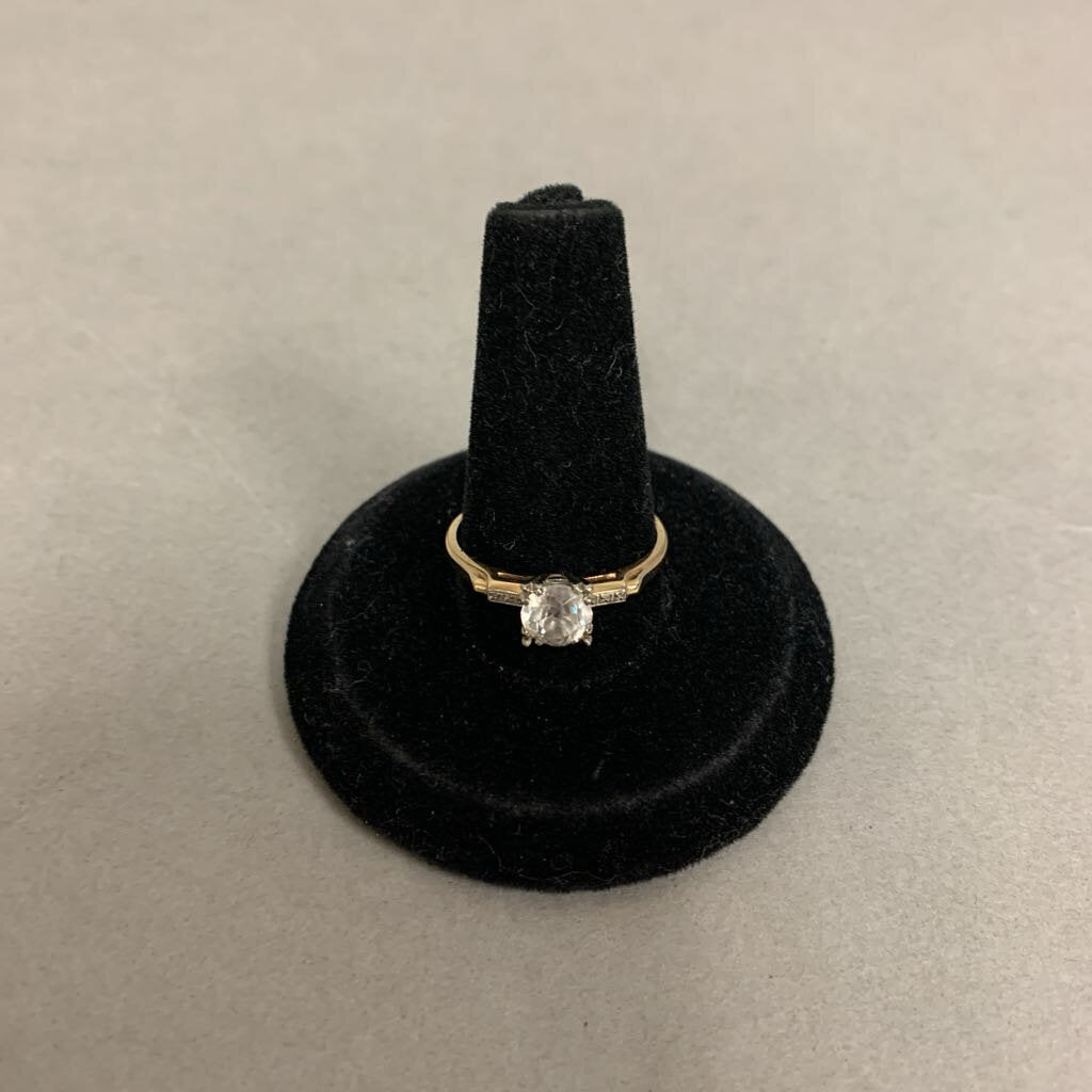 14K Gold White Topaz Engagement Ring sz 7.75 (1.9g)