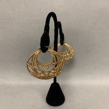 Load image into Gallery viewer, Vintage Monet Goldtone Textured Openwork Hoop Earrings (1.75")
