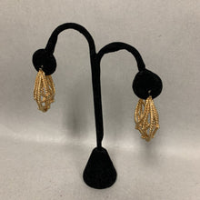 Load image into Gallery viewer, Vintage Monet Goldtone Textured Openwork Hoop Earrings (1.75")
