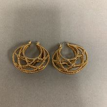 Load image into Gallery viewer, Vintage Monet Goldtone Textured Openwork Hoop Earrings (1.75")
