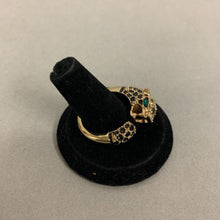 Load image into Gallery viewer, Vintage Avon Goldtone Rhinestone Enamel Leopard Ring sz 10
