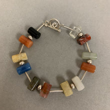 Load image into Gallery viewer, Sterling Multi-Gemstone Satellite Beaded Toggle Bracelet (8.5")
