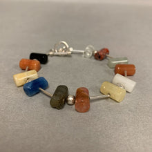 Load image into Gallery viewer, Sterling Multi-Gemstone Satellite Beaded Toggle Bracelet (8.5")
