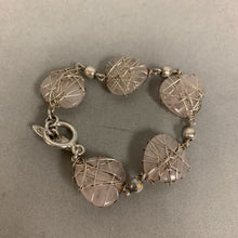 Load image into Gallery viewer, Sterling Wire Wrapped Heart Rose Quartz Toggle Bracelet (8.5")
