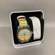 Load image into Gallery viewer, Esprit Live Laugh Love Rainbow Stripe Womens Quartz Watch w/ Interchangeable Band NIB (Needs Battery)

