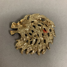 Load image into Gallery viewer, Lions Club International Goldtone Enamel Rhinestone Lion Head Brooch Pin (2.5&quot;)

