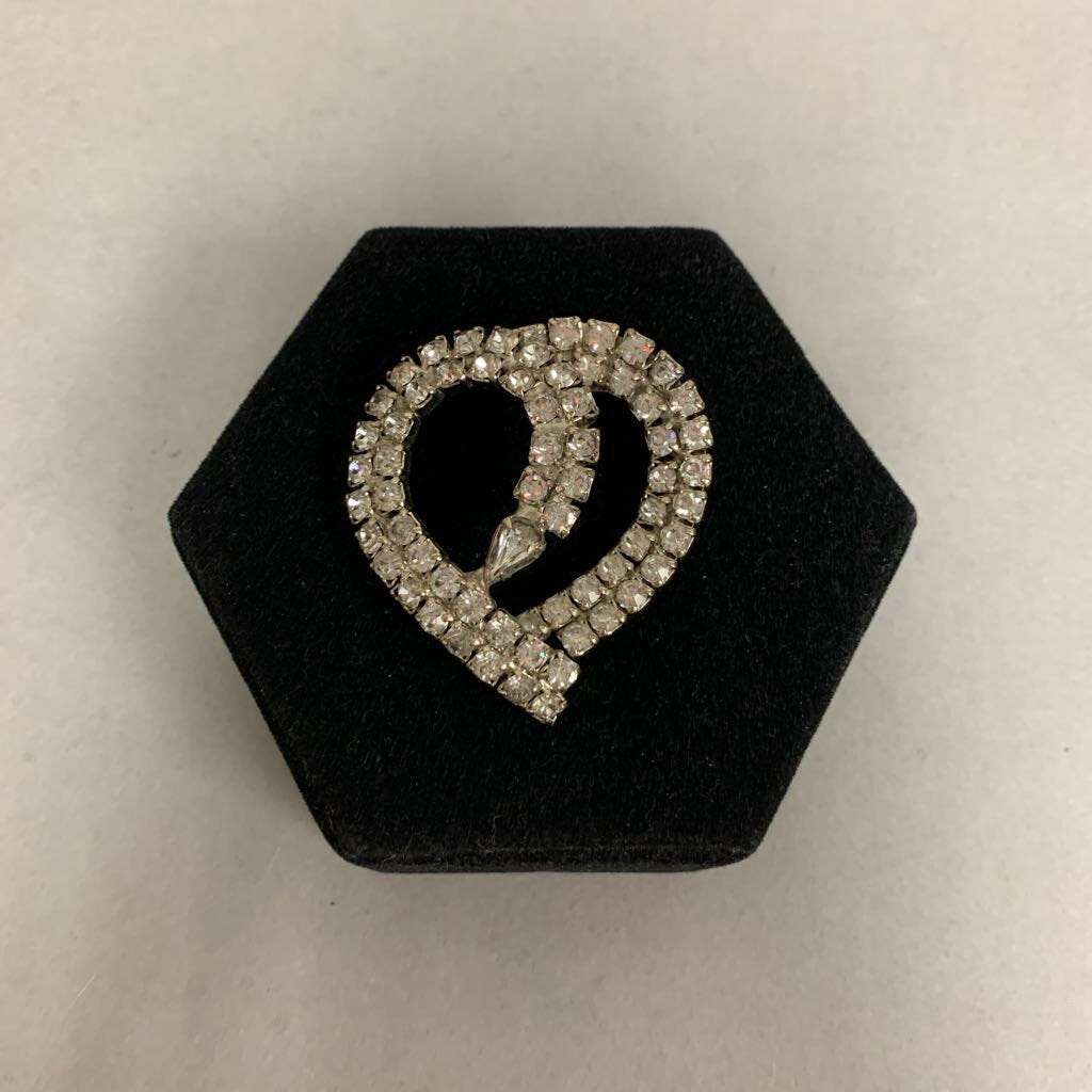 Vintage Clear Rhinestone Deco Brooch Pin (2