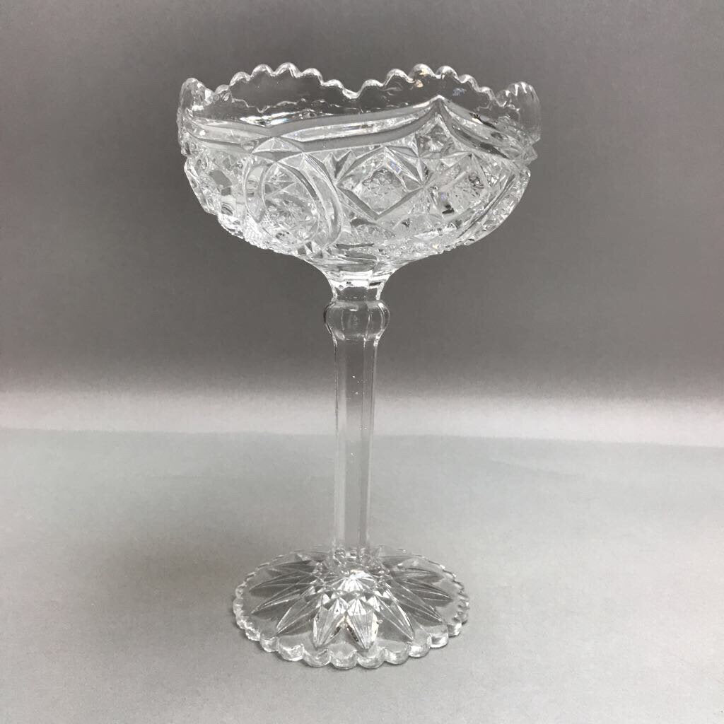 Vintage Clear Glass Compote Sawtooth Rim (8