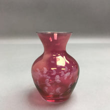 Load image into Gallery viewer, Cranberry Cut Glass Vase (4.5in)
