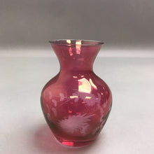 Load image into Gallery viewer, Cranberry Cut Glass Vase (4.5in)
