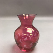 Load image into Gallery viewer, Cranberry Cut Glass Vase (4.5in)
