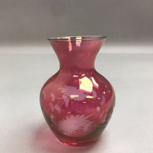 Load image into Gallery viewer, Cranberry Cut Glass Vase (4.5in)

