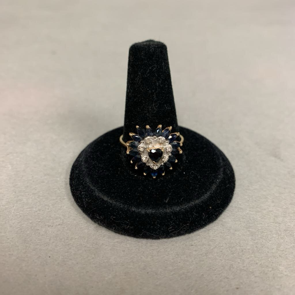 14K Gold Spinel Diamond Ring sz 8 (3.3g)