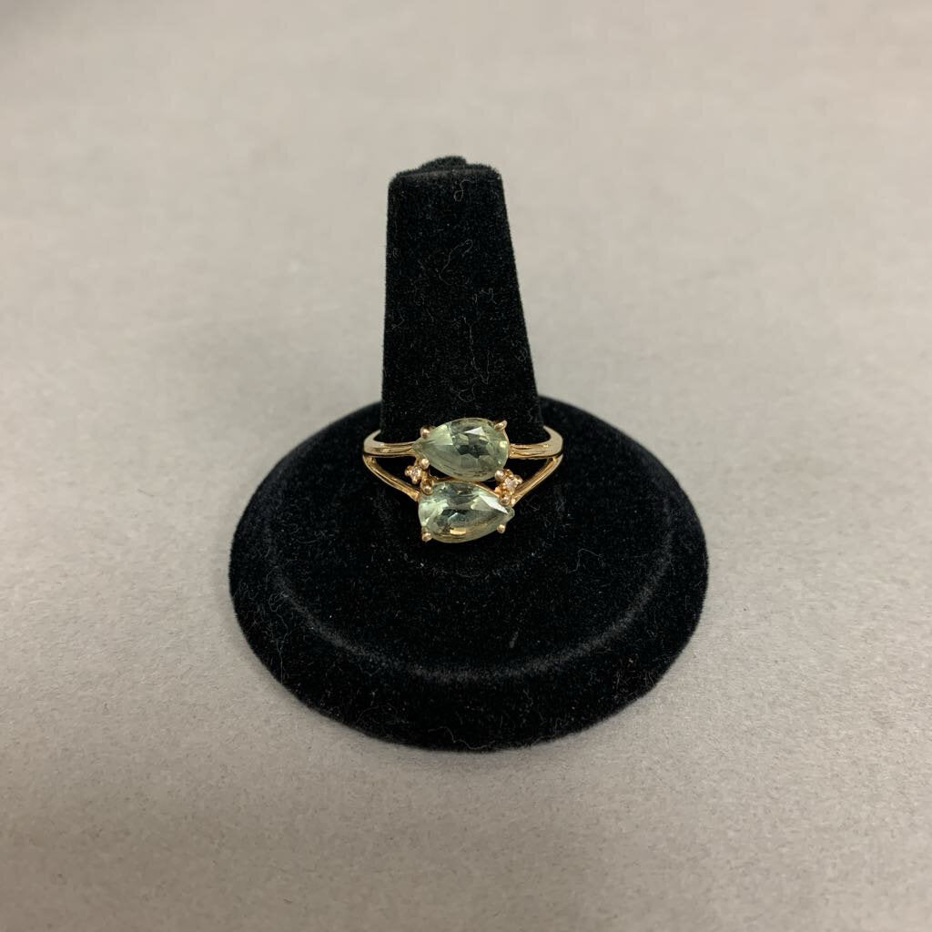 14K Plumb Gold Adventurine Diamond Ring sz 8 (3.0g)