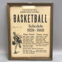 Load image into Gallery viewer, Vintage Framed Petersburg Harris High School Basketball Schedule (15x12)
