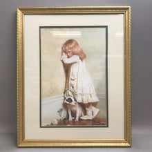 Load image into Gallery viewer, Gold Framed Girl in Corner with Dog by Charles Burton Berber Print (22x18)
