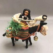 Load image into Gallery viewer, Vintage Folk Art Hand Made Wool Doll on Horseback (7")
