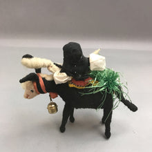 Load image into Gallery viewer, Vintage Folk Art Hand Made Wool Doll on Horseback (7")
