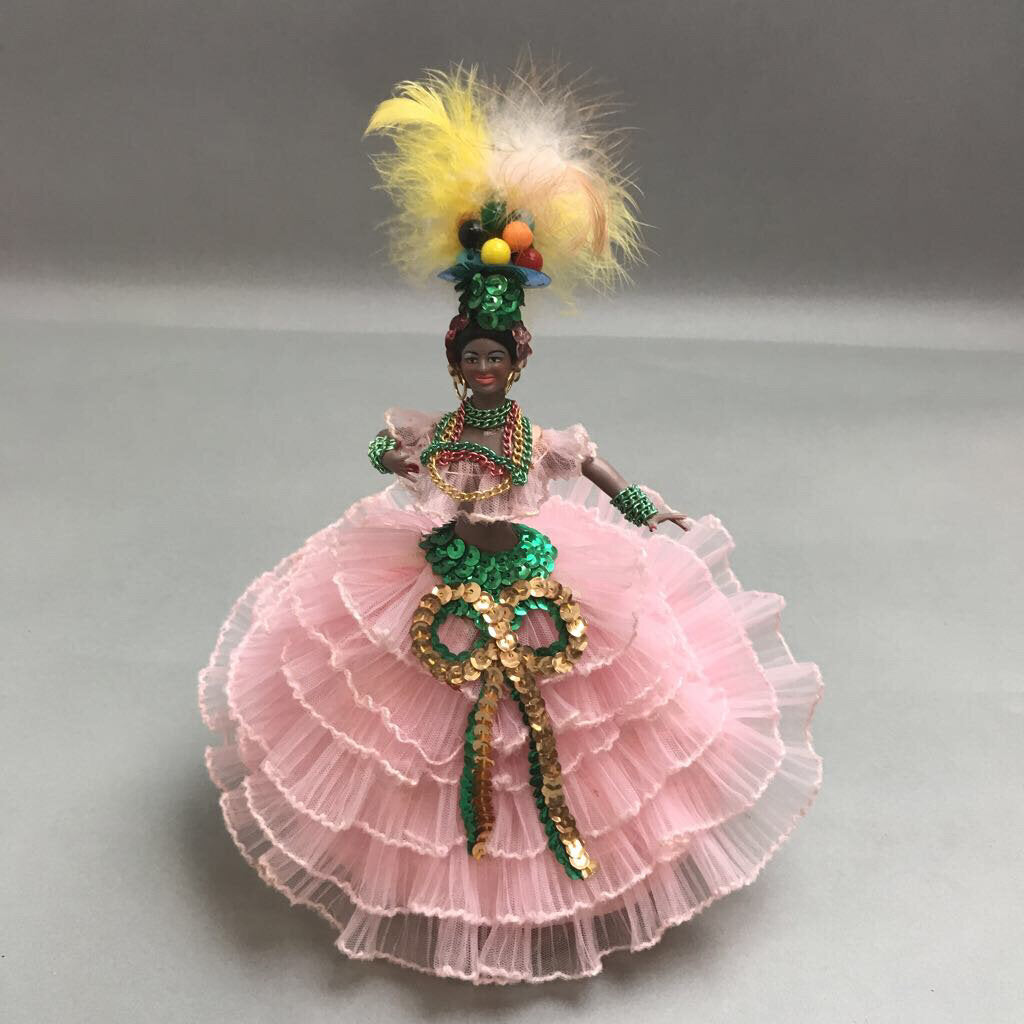 Vintage Brazilian Carnival Dancer Doll In Pink Dress (10