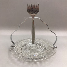 Load image into Gallery viewer, Vintage Chrome and Glass Sea Food Serving Dish Fork Handle English (7")
