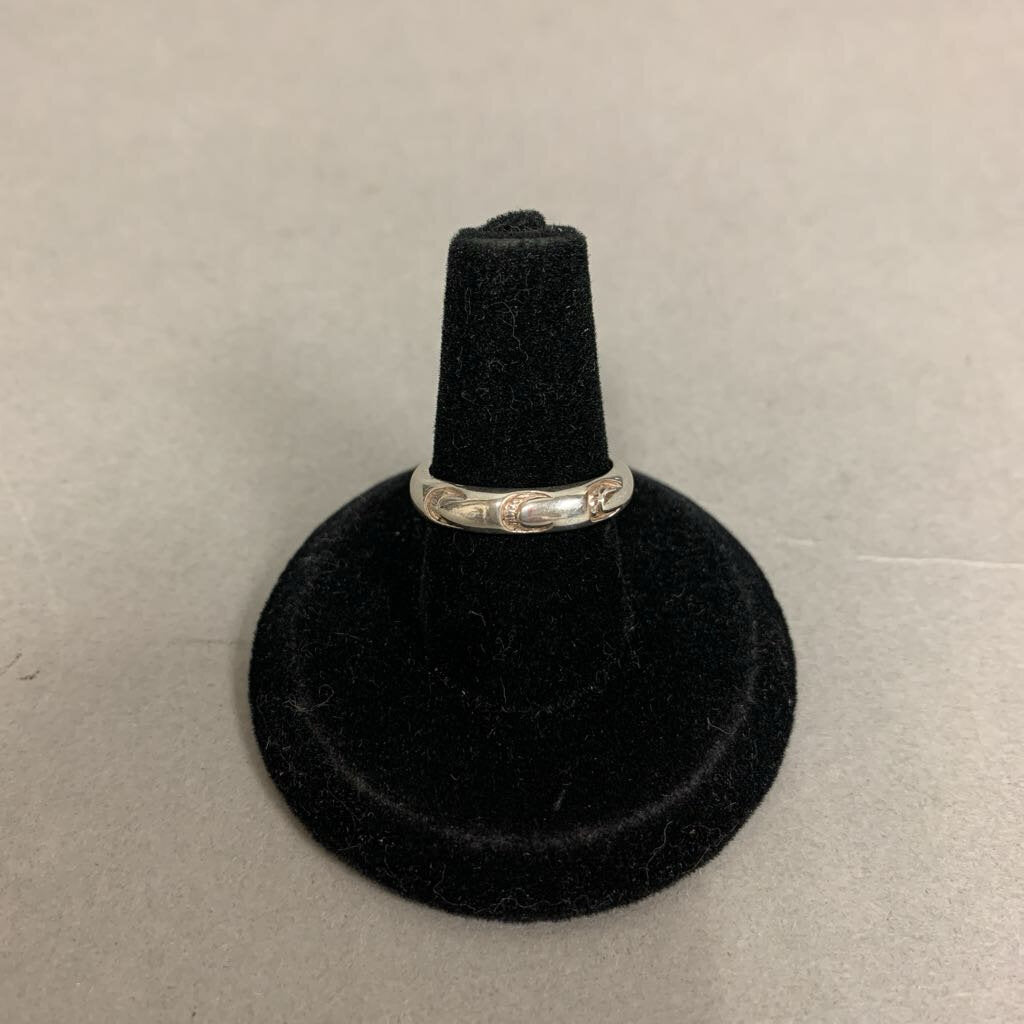 Sterling Triple Moon Stamped Band Ring Signed sz 5