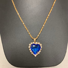 Load image into Gallery viewer, Blue &amp; White Rhinestone Goldtone Necklace Earrings Ring Bracelet Watch Set
