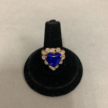 Load image into Gallery viewer, Blue &amp; White Rhinestone Goldtone Necklace Earrings Ring Bracelet Watch Set
