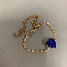 Load image into Gallery viewer, Blue &amp; White Rhinestone Goldtone Necklace Earrings Ring Bracelet Watch Set
