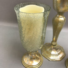 Load image into Gallery viewer, Gold Crackle Glass Candle Holders 3 Piece Set
