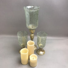 Load image into Gallery viewer, Gold Crackle Glass Candle Holders 3 Piece Set
