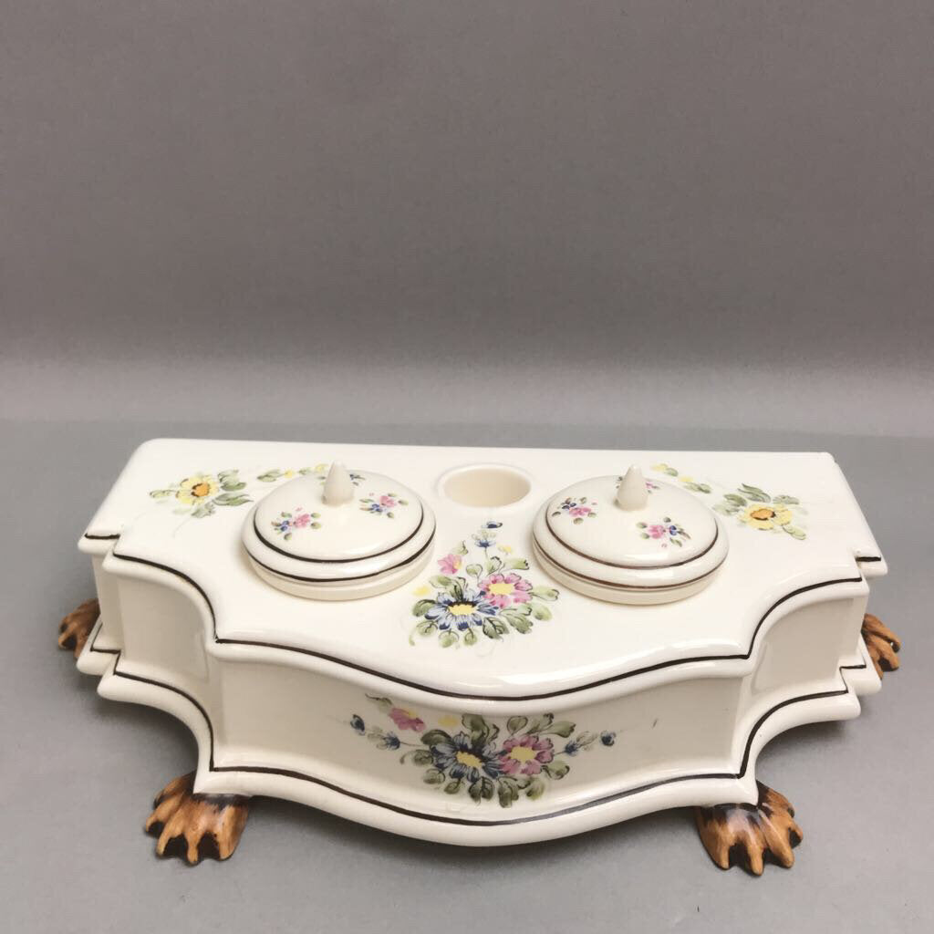 Sadek Japan Andrea Ceramic Inkwell Flowers Floral Pen Holder (2x10x5)