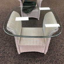 Load image into Gallery viewer, Lloyd Flanders White Wicker End Table Glass Top (21x24x24)
