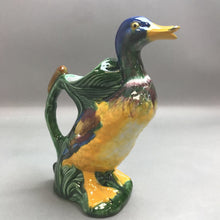 Load image into Gallery viewer, Vintage F. Mendes Caldas Majolica Duck Ceramic Pitcher
