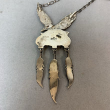 Load image into Gallery viewer, Vintage Navajo Richard Begary Sterling Turquoise Eagle Feather Dangle Necklace Signed (4&quot;, 17&quot;)
