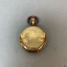 Load image into Gallery viewer, Antique Waltham Charles S Hart Gold Filled Floral Face 18s Hunter Case Pocket Watch w/ Display Case (Running)
